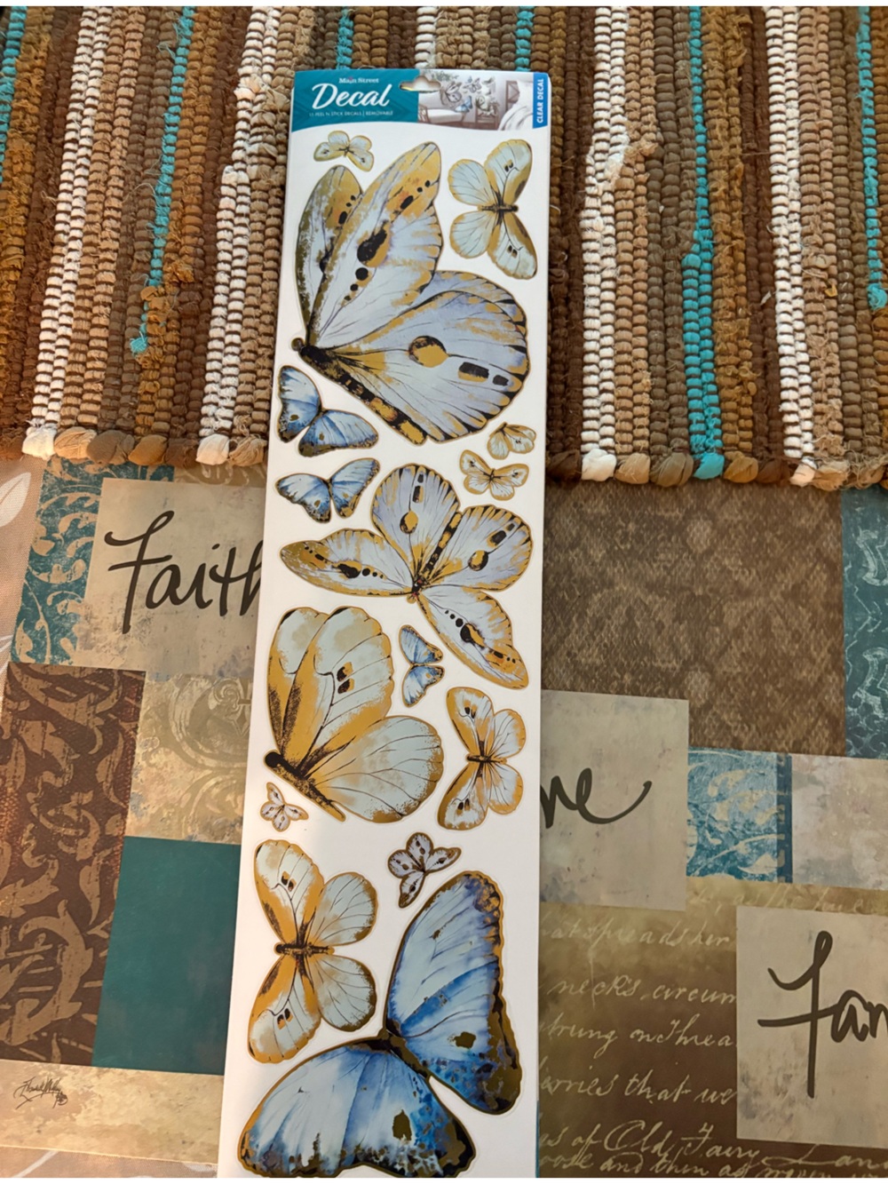 Butterfly Wall Art tDecal in Blue and Gold - Unbranded 24 sheets